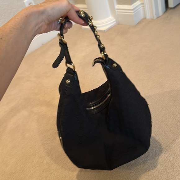Gucci black fabric studded hobo bag - Picture 3 of 6